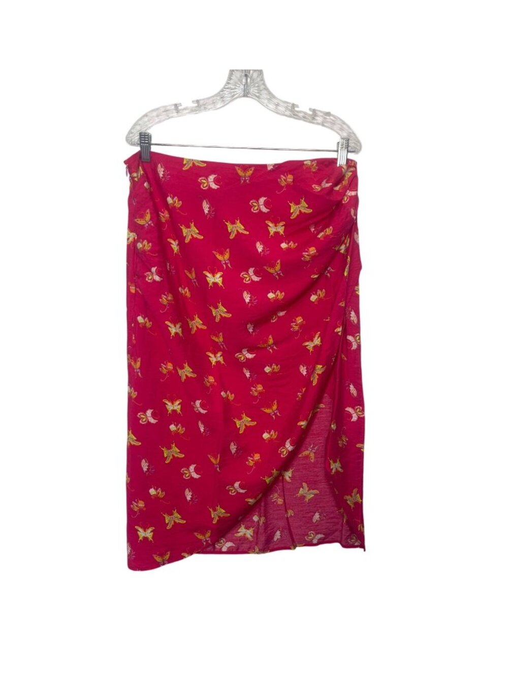 SomethingNew Butterfly Print Skirt Womens XL Pink Yellow New‎